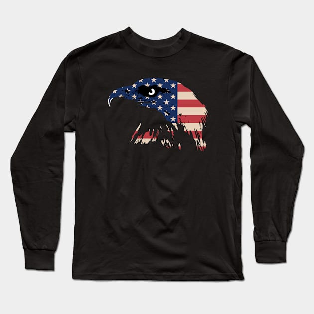 Patriot Eagle Long Sleeve T-Shirt by D_AUGUST_ART_53